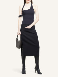 Asymetric rib 90's tank Top - Black