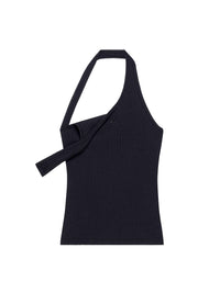 Asymetric rib 90's tank Top - Black
