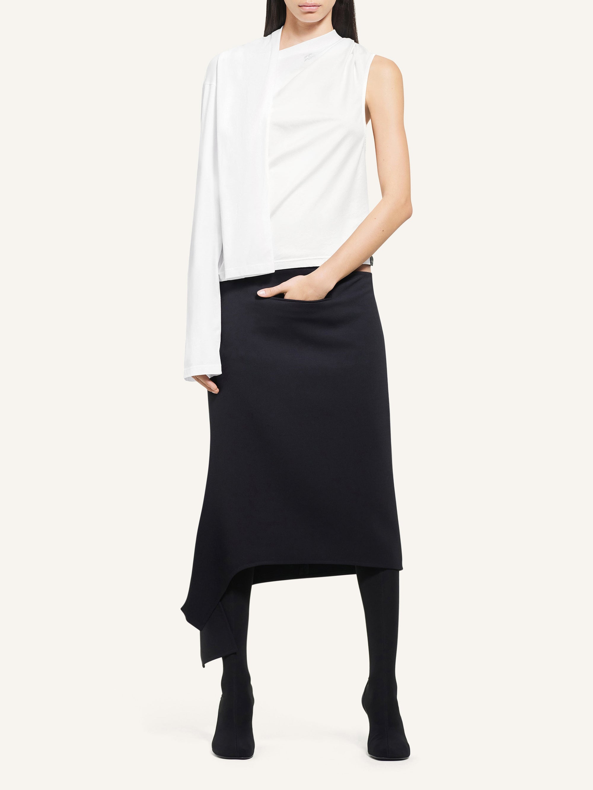 Asymetrique off shoulder t Shirt - Heritage White