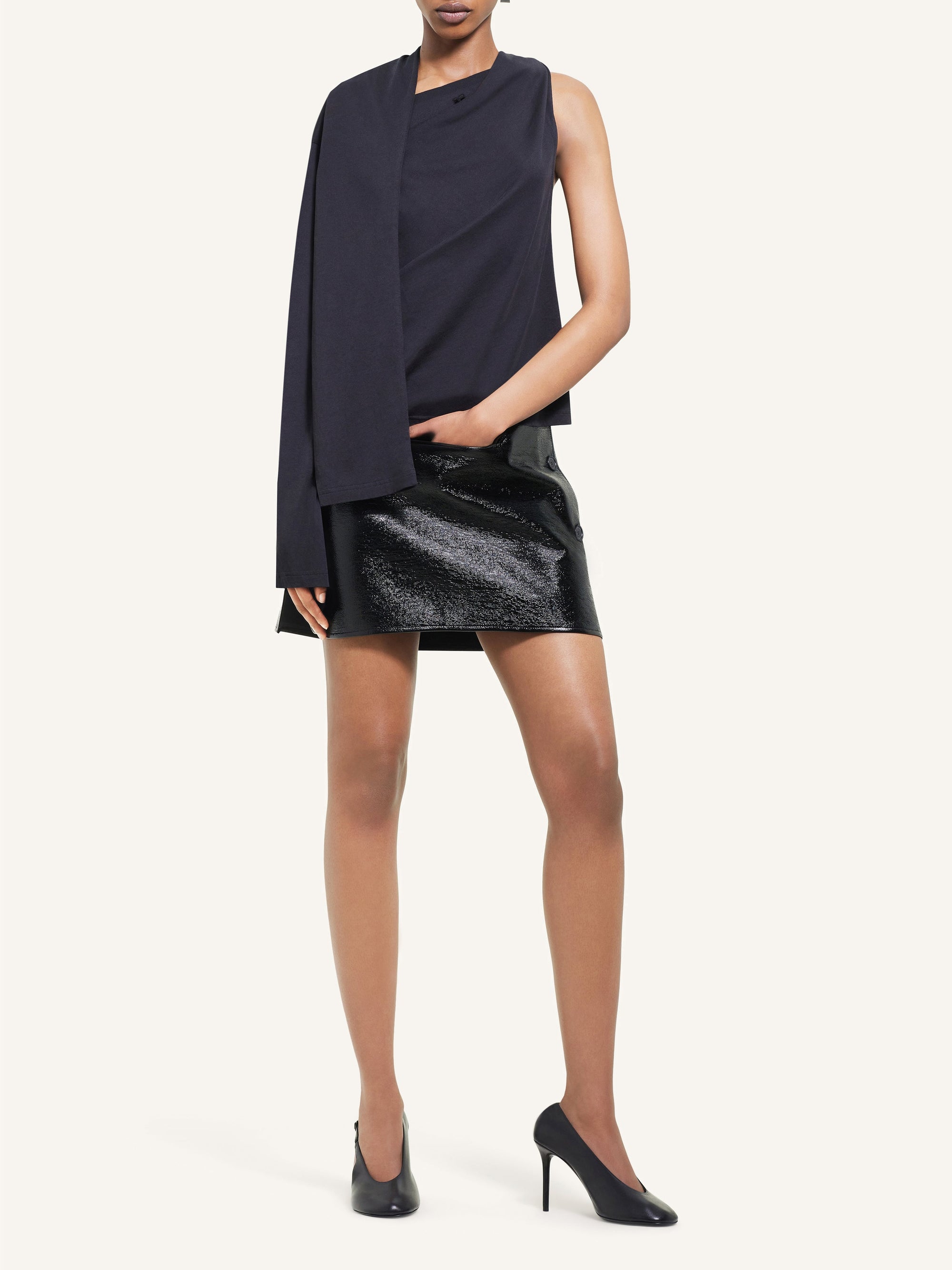 Asymetrique off shoulder t Shirt - Black