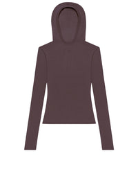 Light knit wool Hoodie - Chocolate