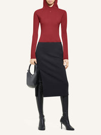 Light knit wool Hoodie - Grenat