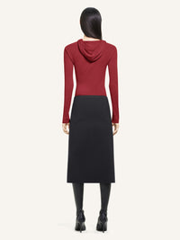 Light knit wool Hoodie - Grenat