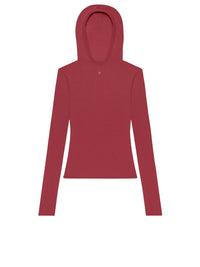 Light knit wool Hoodie - Grenat
