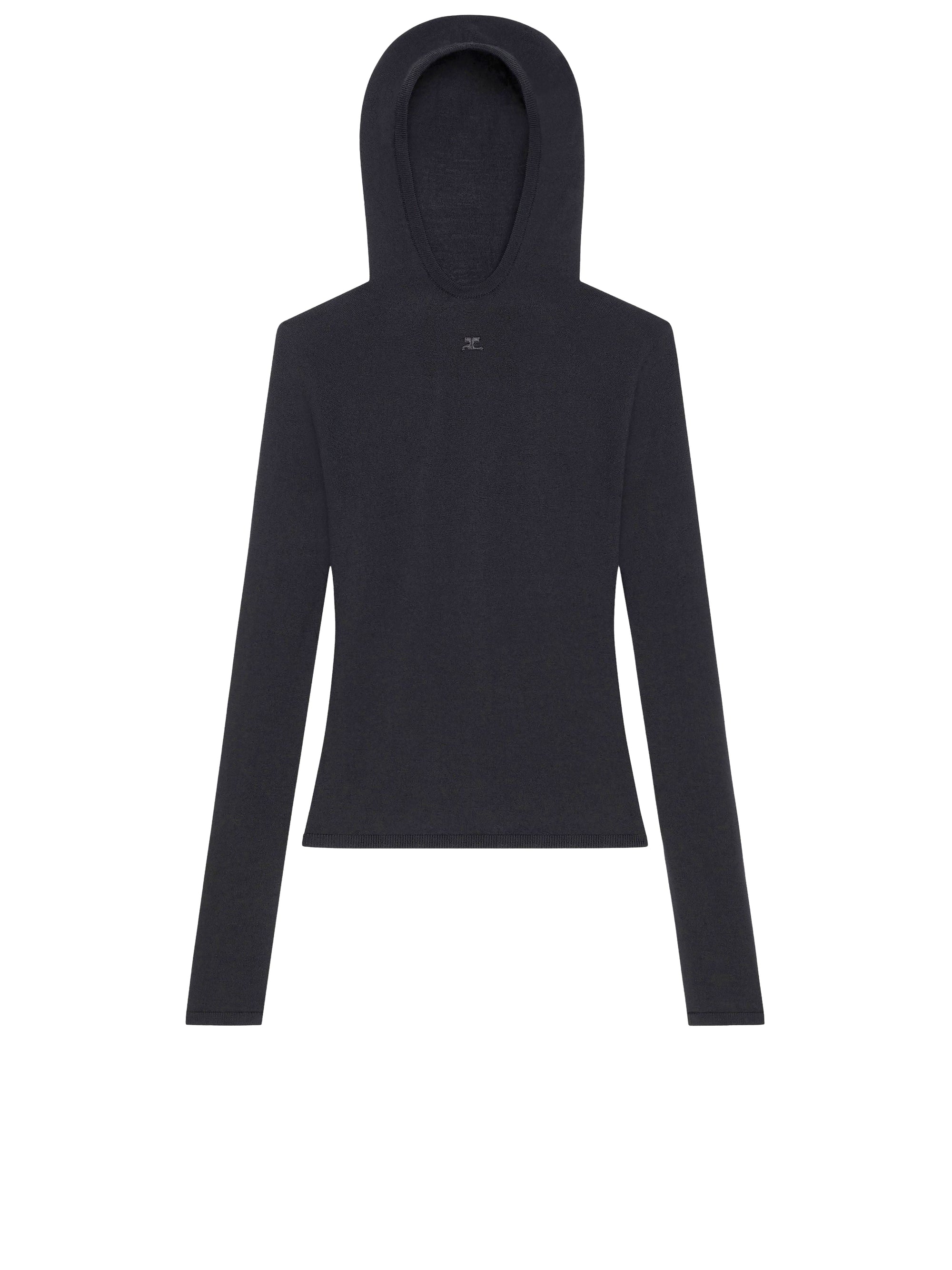 Light knit wool Hoodie - Black