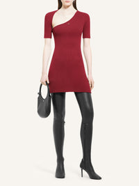 Mini slash rib knit Dress - Grenat