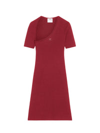 Mini slash rib knit Dress - Grenat