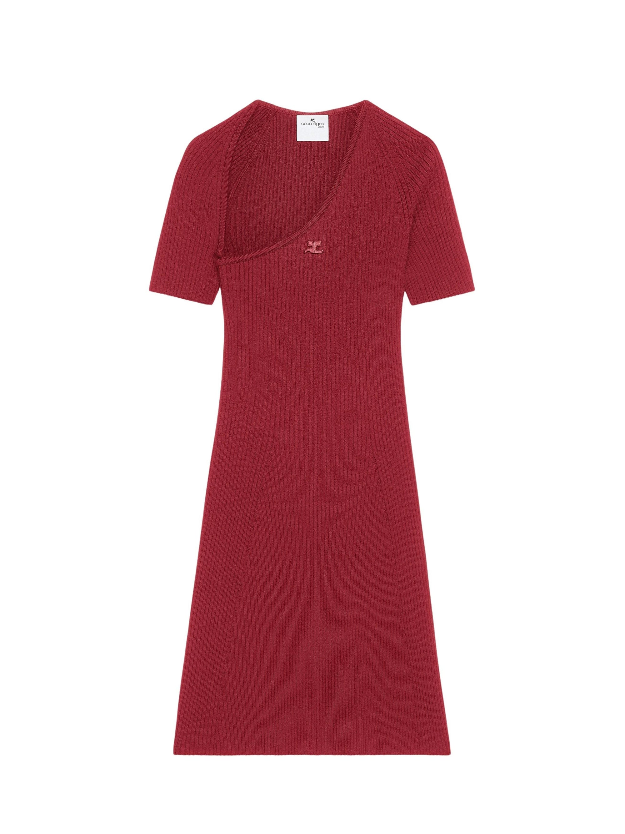 Mini slash rib knit Dress - Grenat