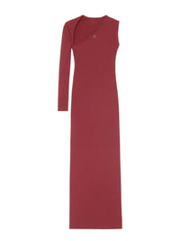 Slash rib knit long Dress - Grenat