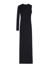 Slash rib knit long Dress - Black