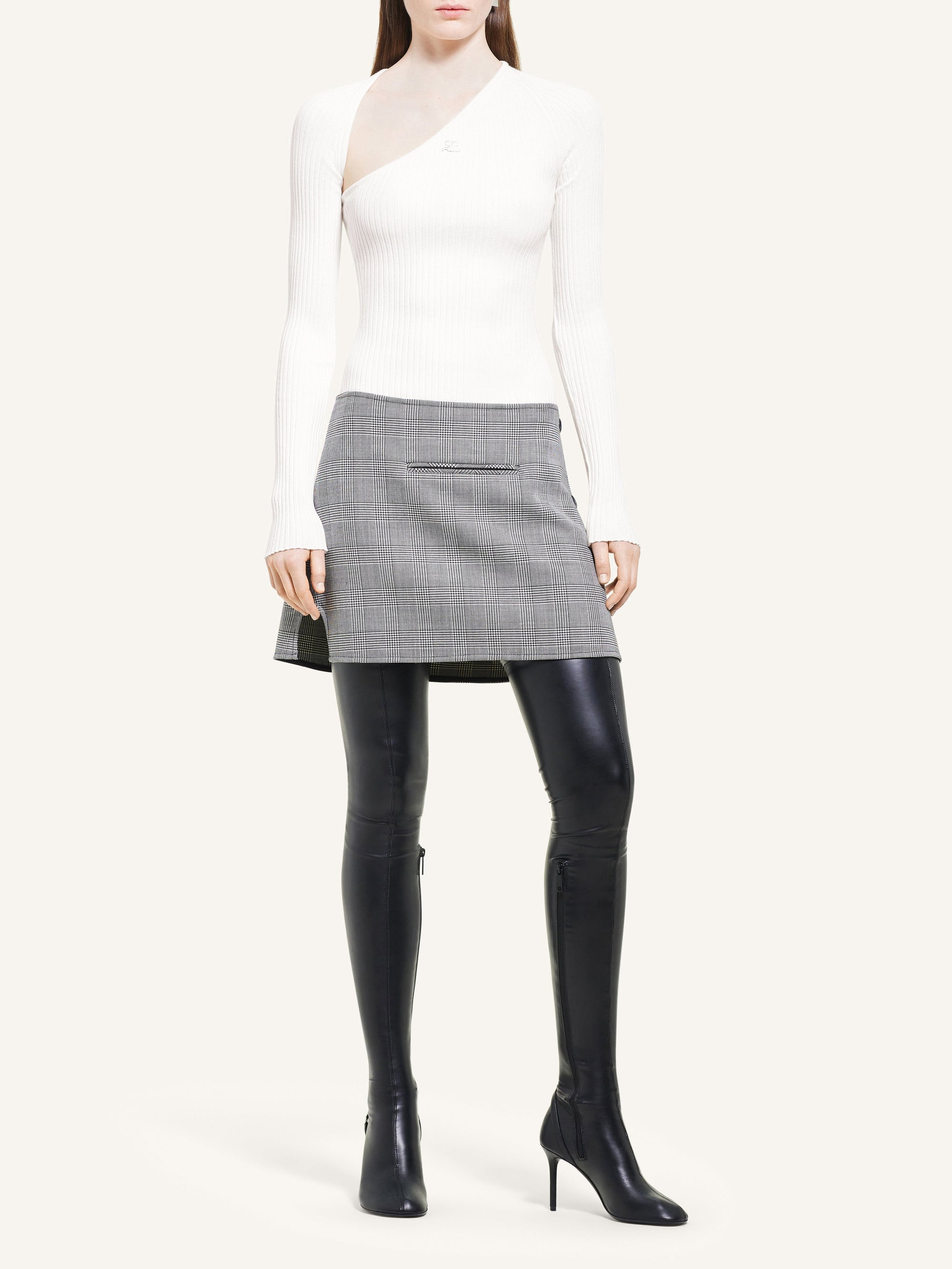 Slash rib knit Top - Heritage White
