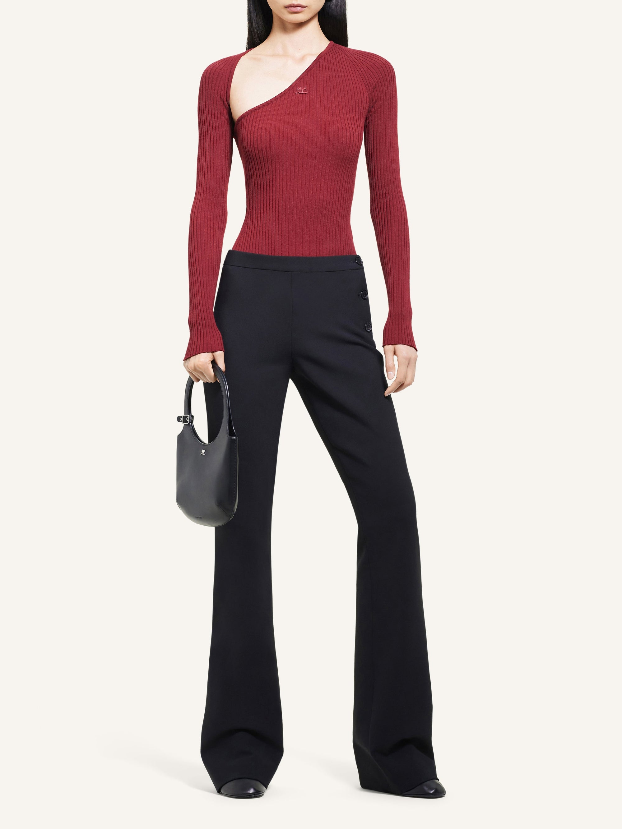 Slash rib knit Top - Grenat