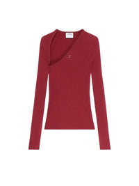 Slash rib knit Top - Grenat