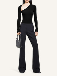 Slash rib knit Top - Black