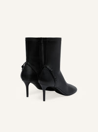 Oblique stretch leather effect ankle Boots - Black