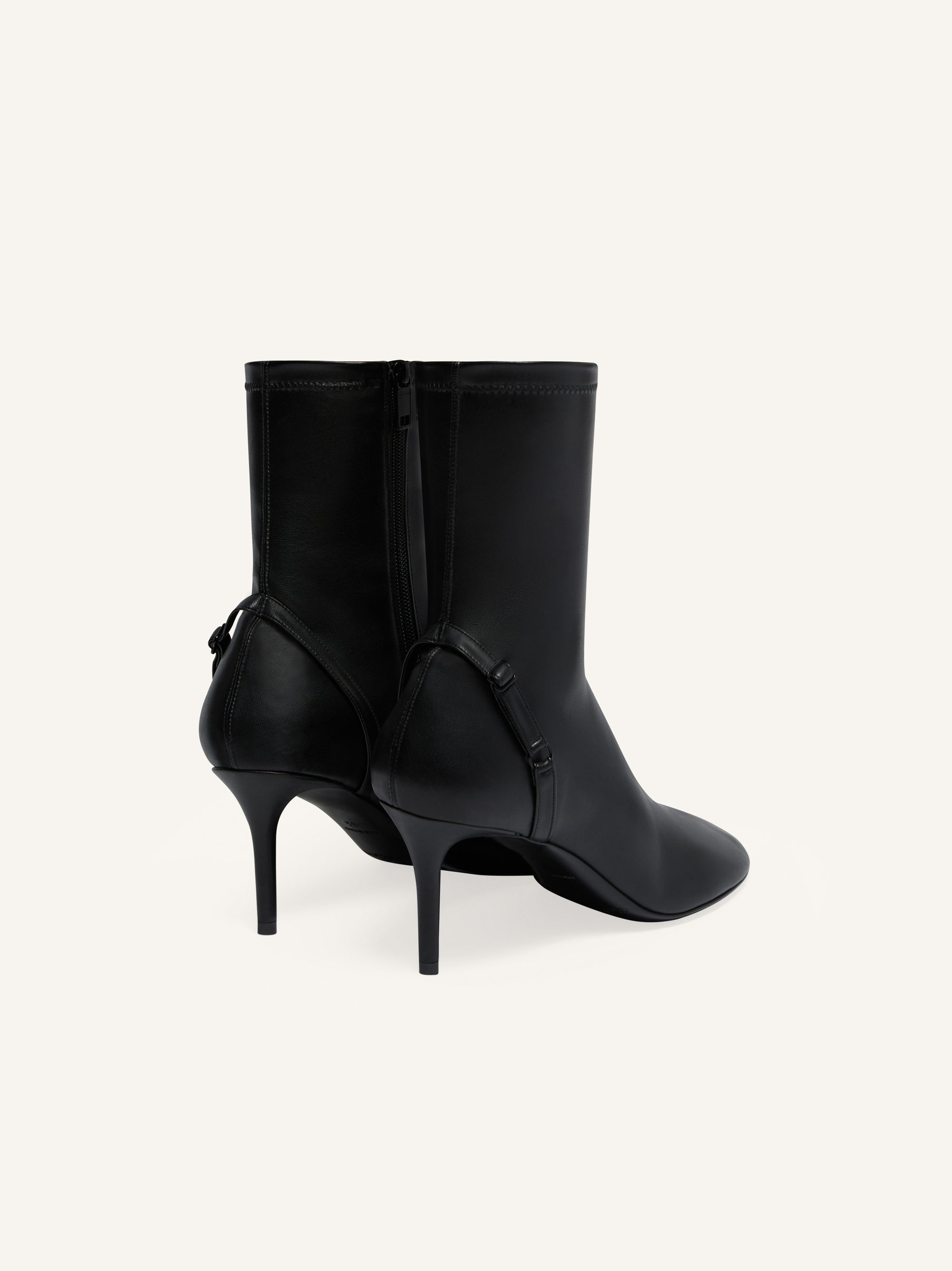 Oblique stretch leather effect ankle Boots - Black