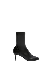 Oblique stretch leather effect ankle Boots - Black