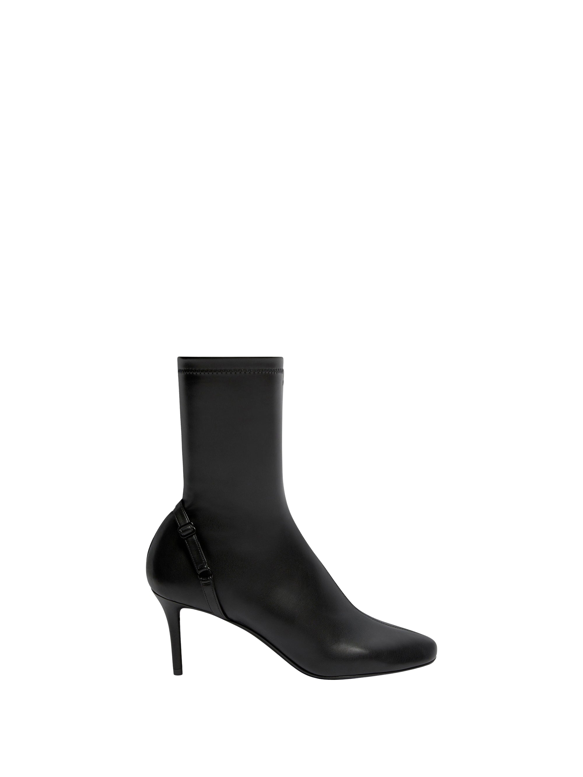 Oblique stretch leather effect ankle Boots - Black