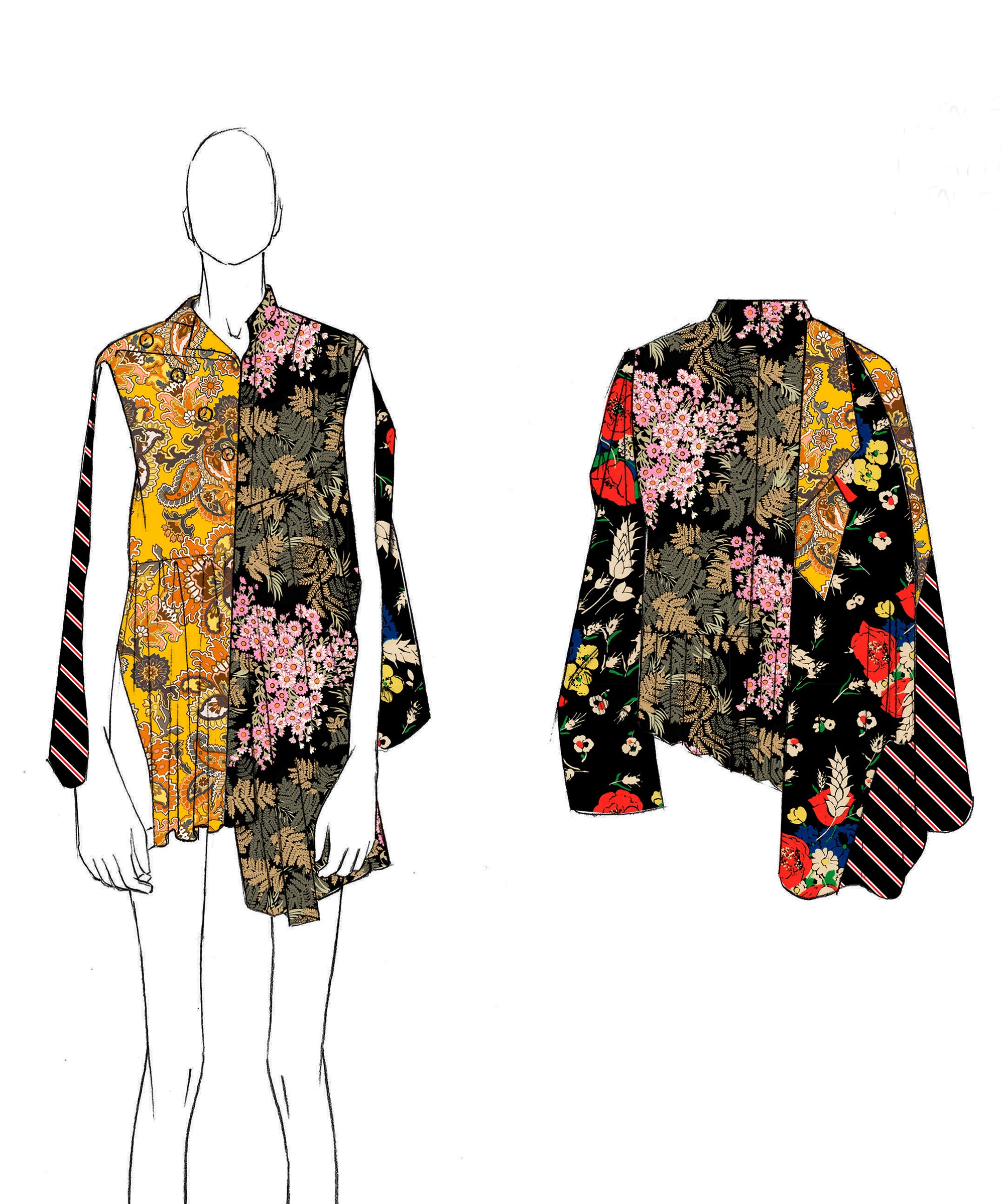 Draped Short Sleeves Top - Multicolor