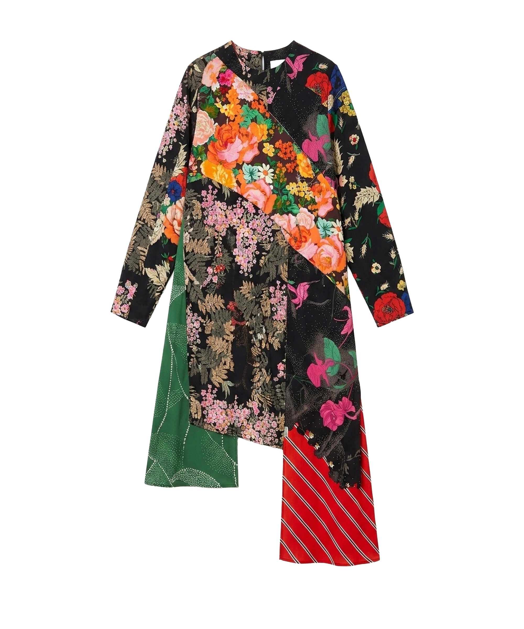 Draped Short Sleeves Dress - Multicolor