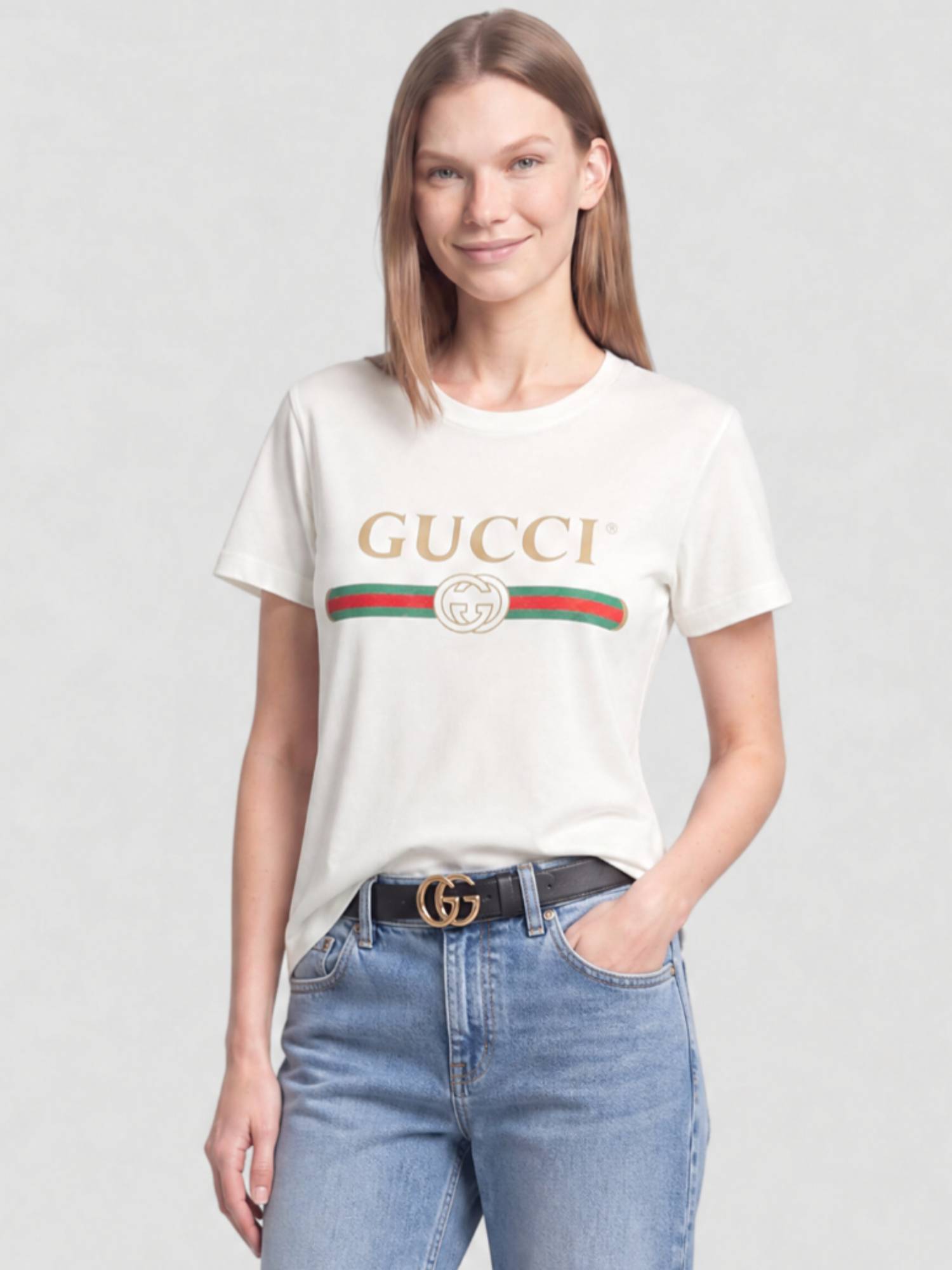 Gucci natural white printe T-shirt - Natural White Printe
