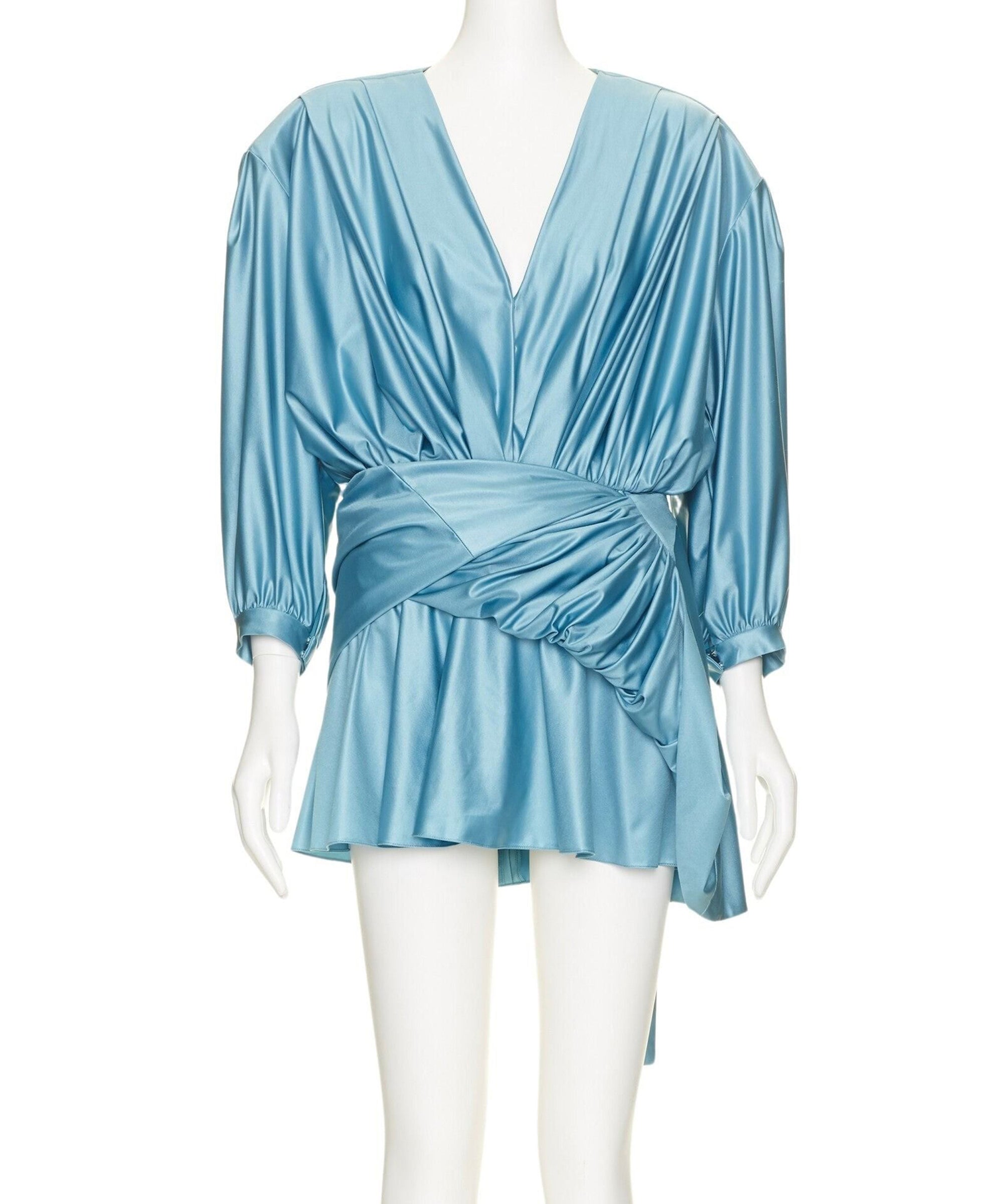 V Neck Uplifted Mini Dress - Aqua