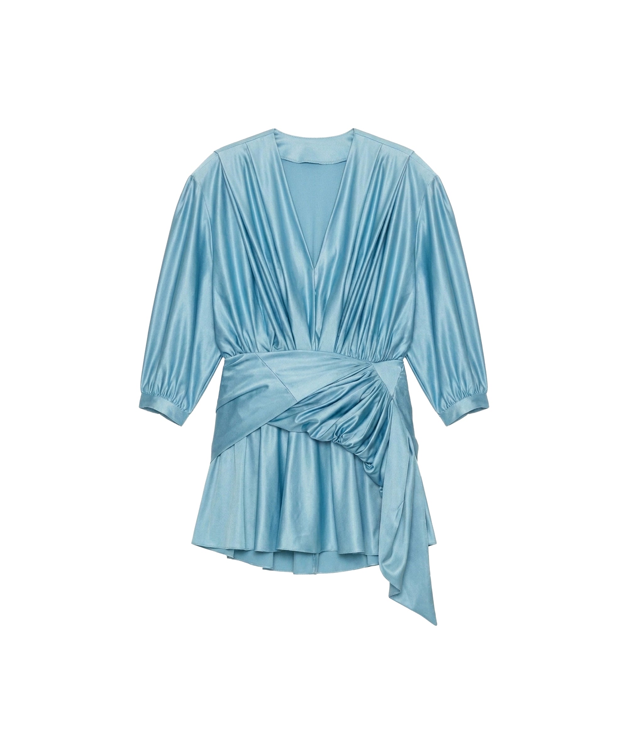 V Neck Uplifted Mini Dress - Aqua