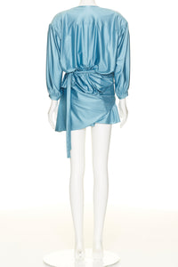 V Neck Uplifted Mini Dress - Aqua