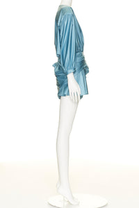 V Neck Uplifted Mini Dress - Aqua