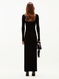 Swallow long rib knit Dress - Black