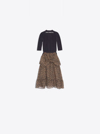 Leopard Athletic beige & black Top Dress - Beige & Black
