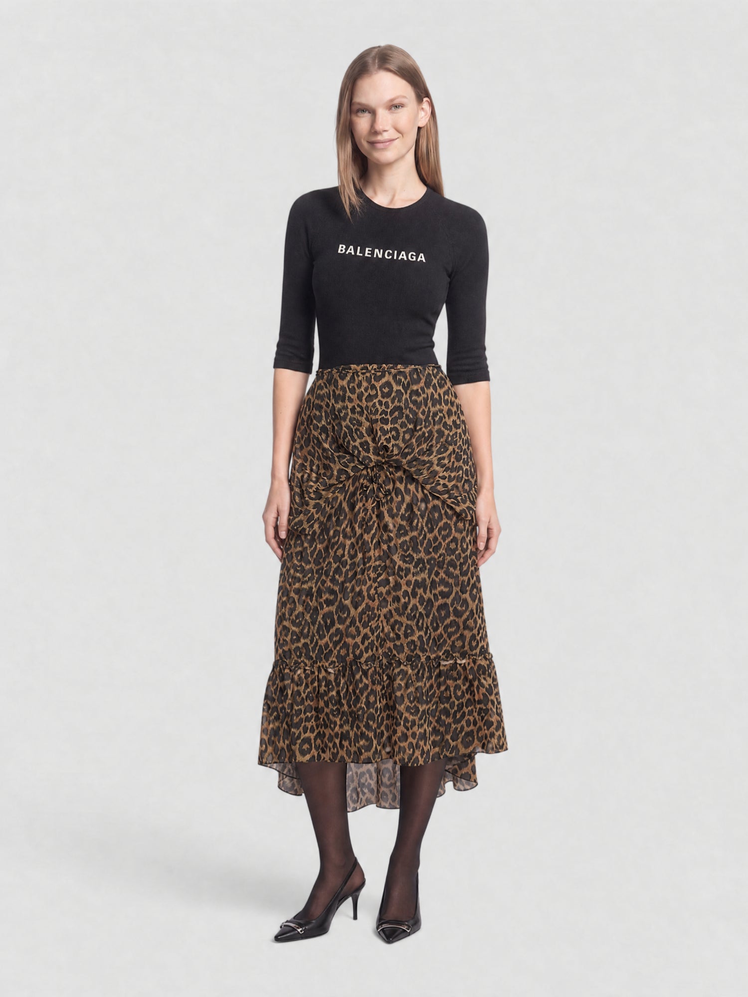 Leopard Athletic beige & black Top Dress - Beige & Black