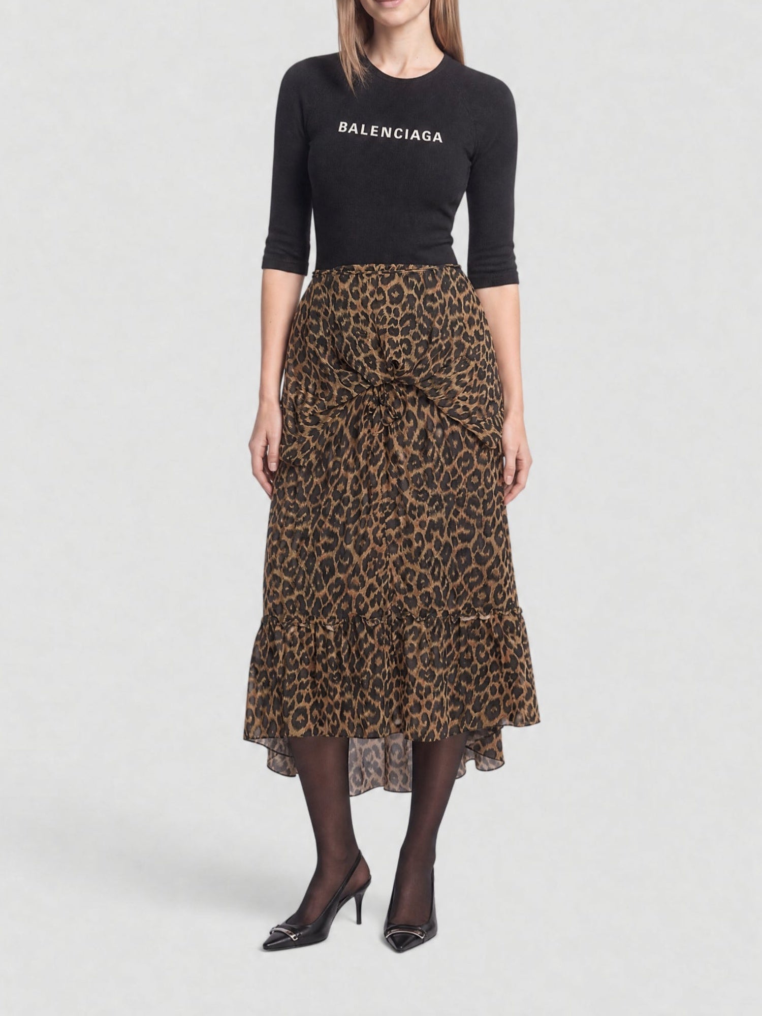 Leopard Athletic beige & black Top Dress - Beige & Black