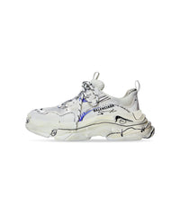 Triple S Sketch Sneakers - White & Black & Blue