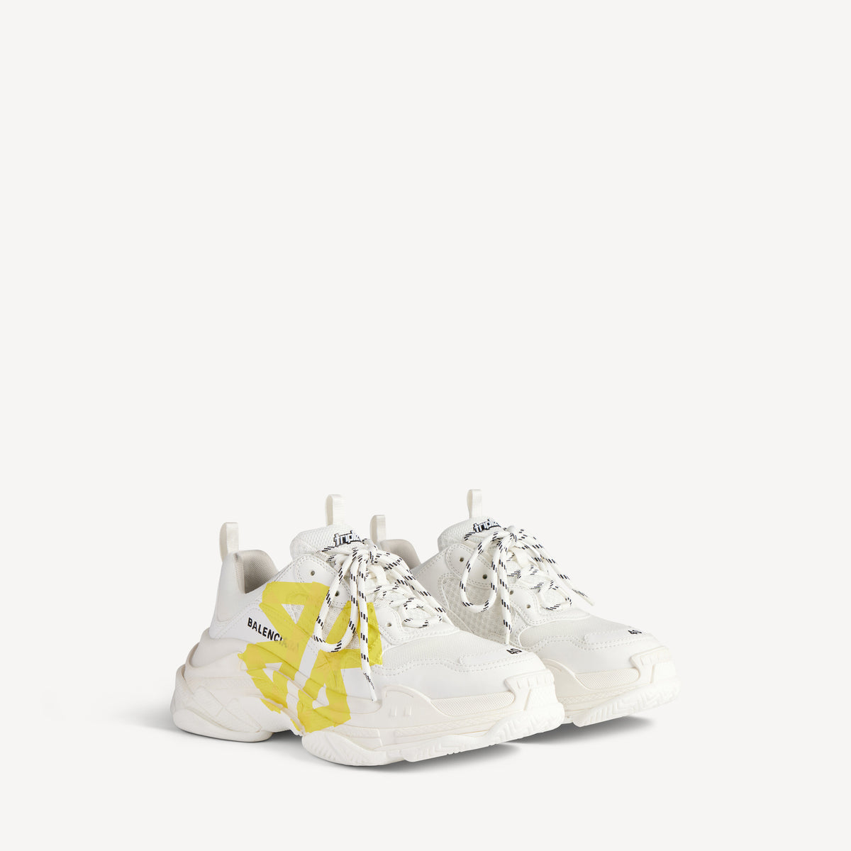 Triple S Tape Type Sneakers - White & Yellow