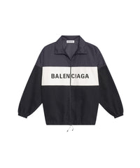 Zipped Nylon Logo Denim Jacket - Black