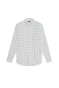Allover Logo white & blue Shirt - White & Blue
