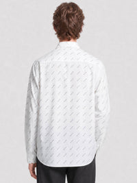 Allover Logo white & blue Shirt - White & Blue