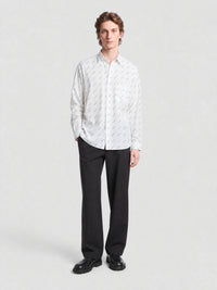 Allover Logo white & blue Shirt - White & Blue