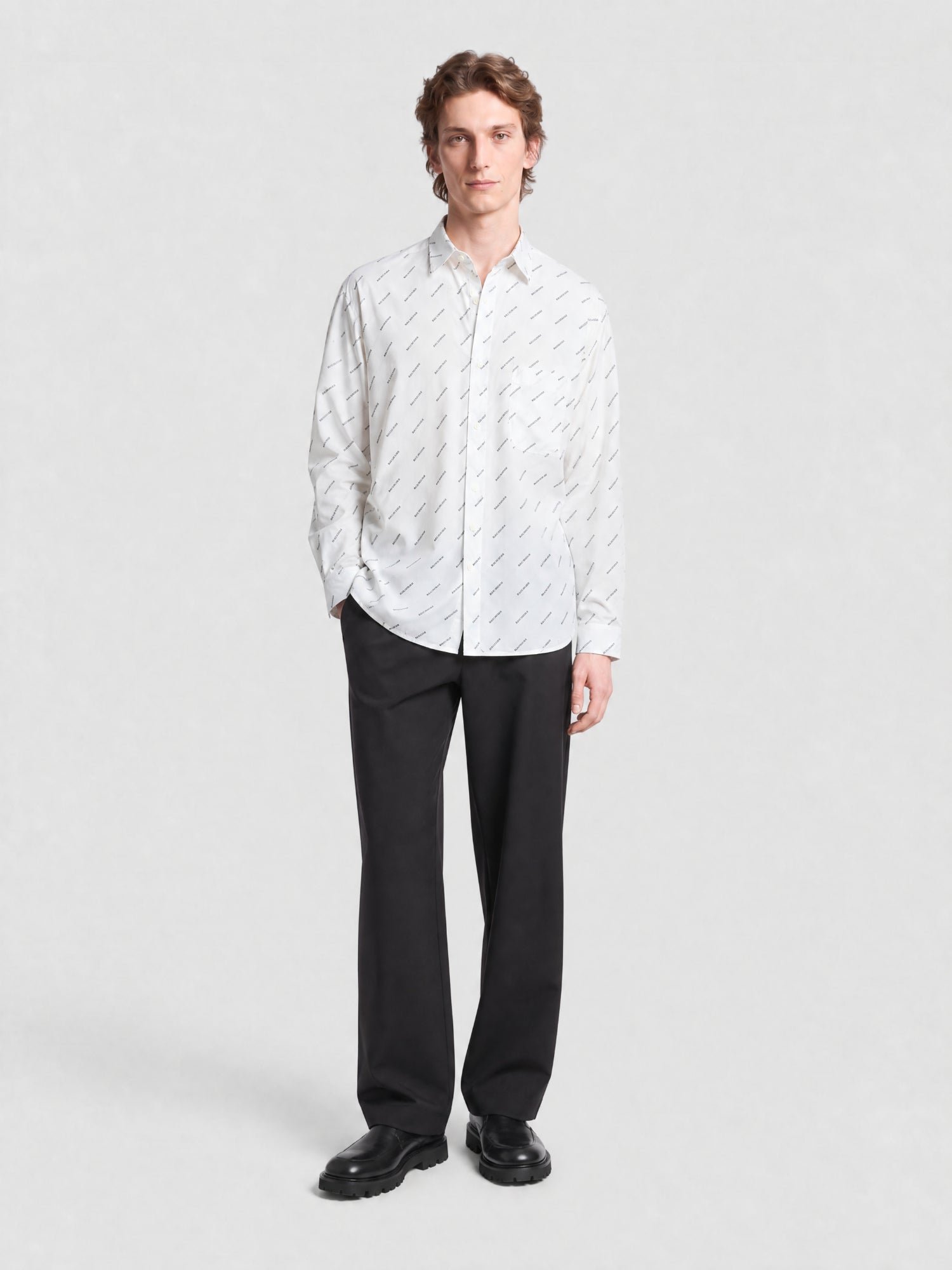 Allover Logo white & blue Shirt - White & Blue