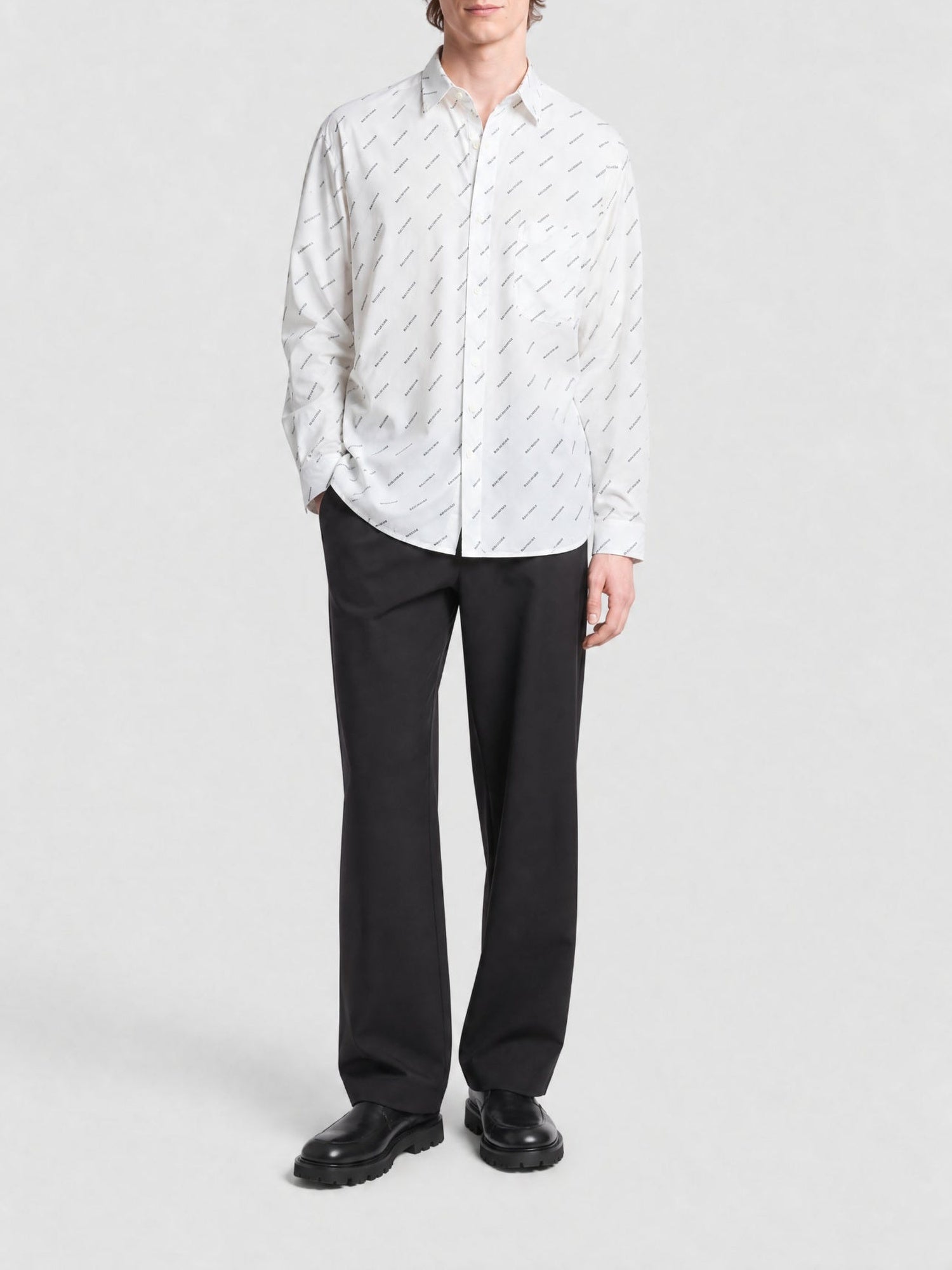 Allover Logo white & blue Shirt - White & Blue