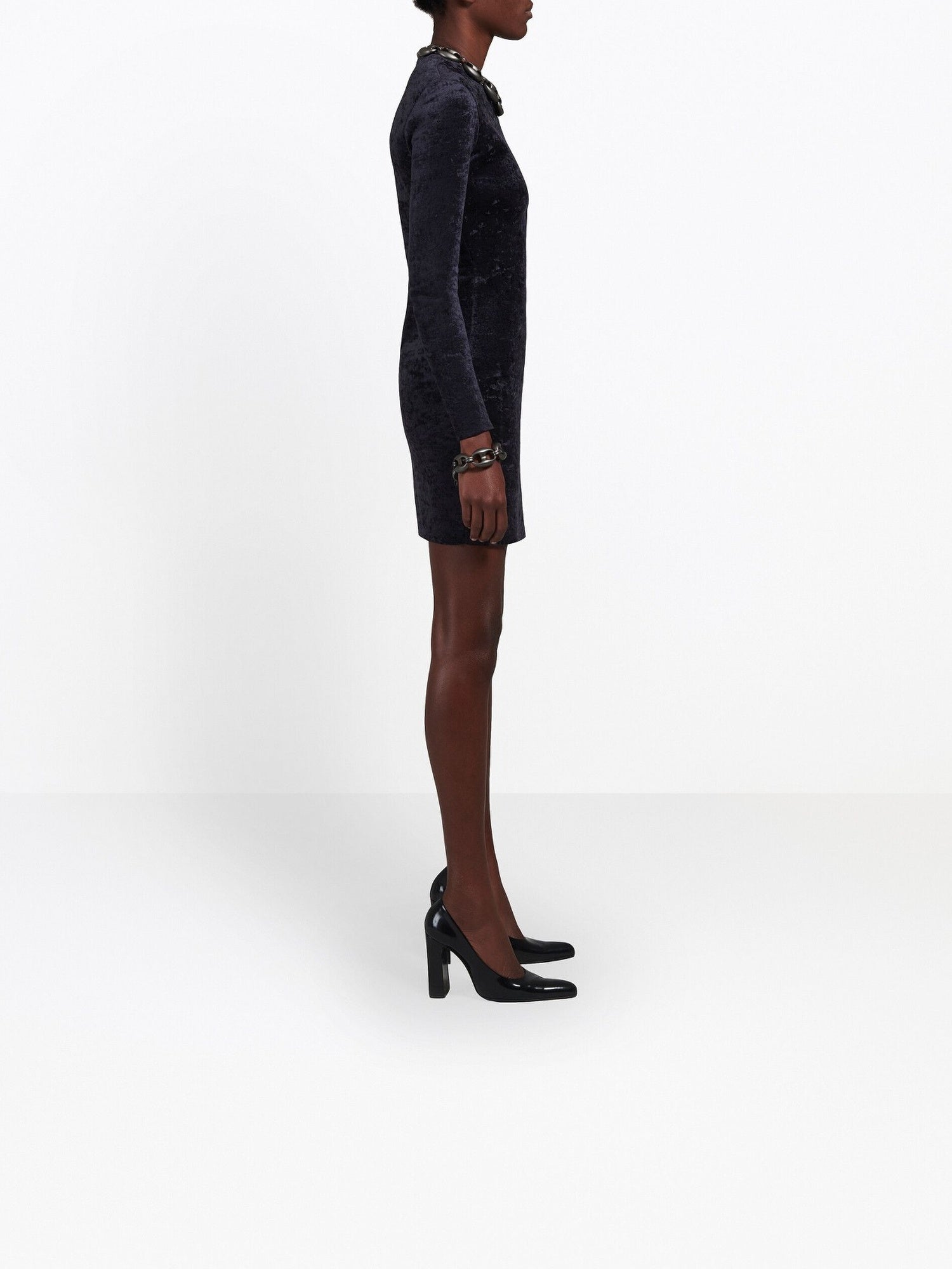 3D Longsleeve black Dress - Black