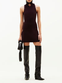Diamond neck milano Dress - Burgundy