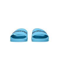 Pool Slide Sandals - Sky Blue & Black