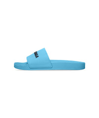 Pool Slide Sandals - Sky Blue & Black