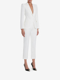 Leaf Crepe Cigarette light ivory Trouser - Light Ivory