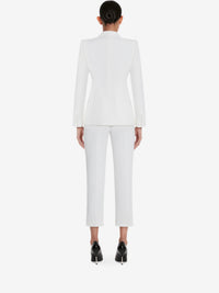 Leaf Crepe Cigarette light ivory Trouser - Light Ivory