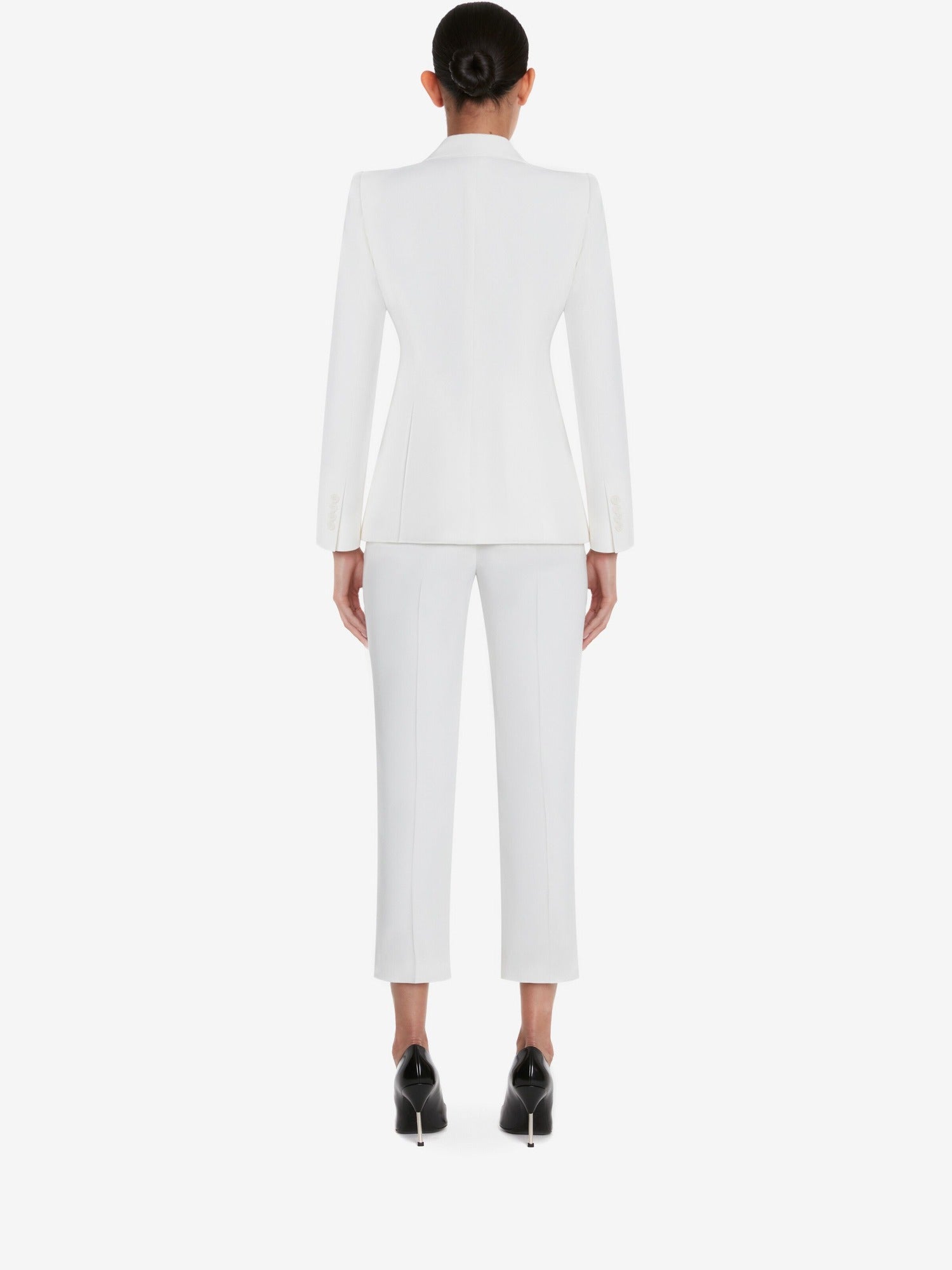 Leaf Crepe Cigarette light ivory Trouser - Light Ivory