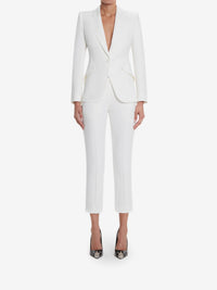 Leaf Crepe Cigarette light ivory Trouser - Light Ivory