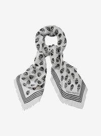 Biker Skull ivory & black Scarf - Ivory & Black